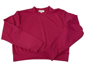 Halfheart Women's Cropped Sweatshirt Sz L Pink Pullover Long Sleeve Casual NEW